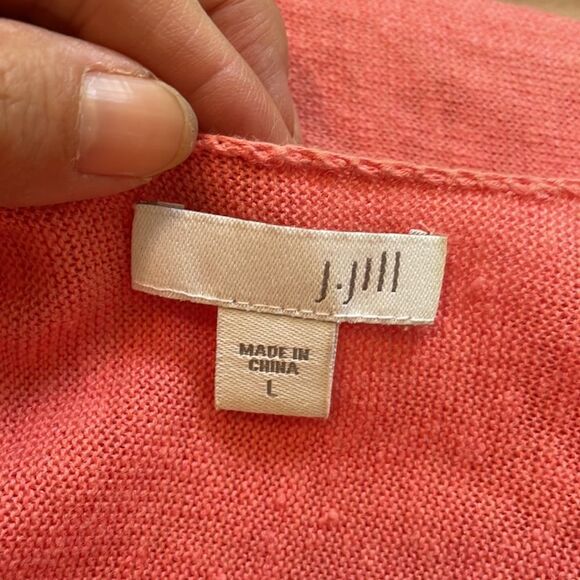 J. Jill salmon pink thin open front cardigan - Picture 5 of 7